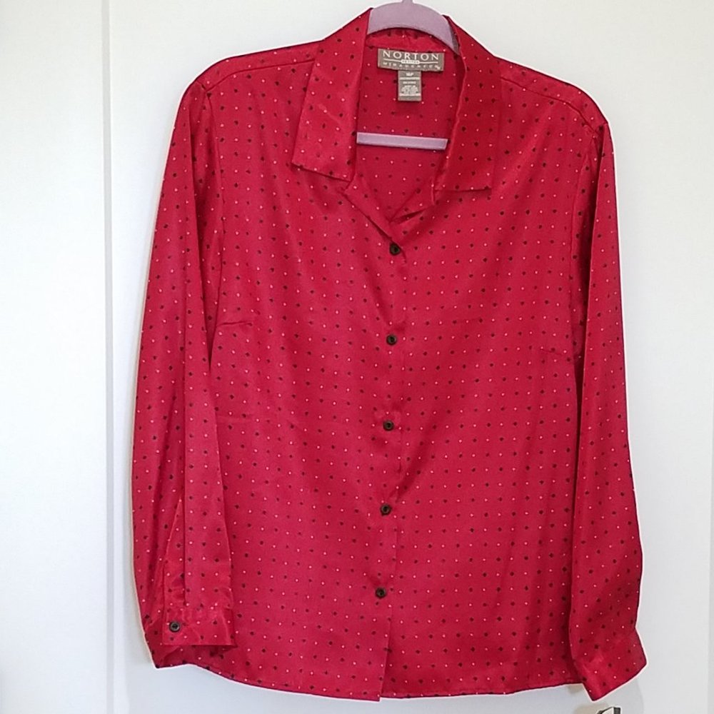 Red blouse geometric Norton